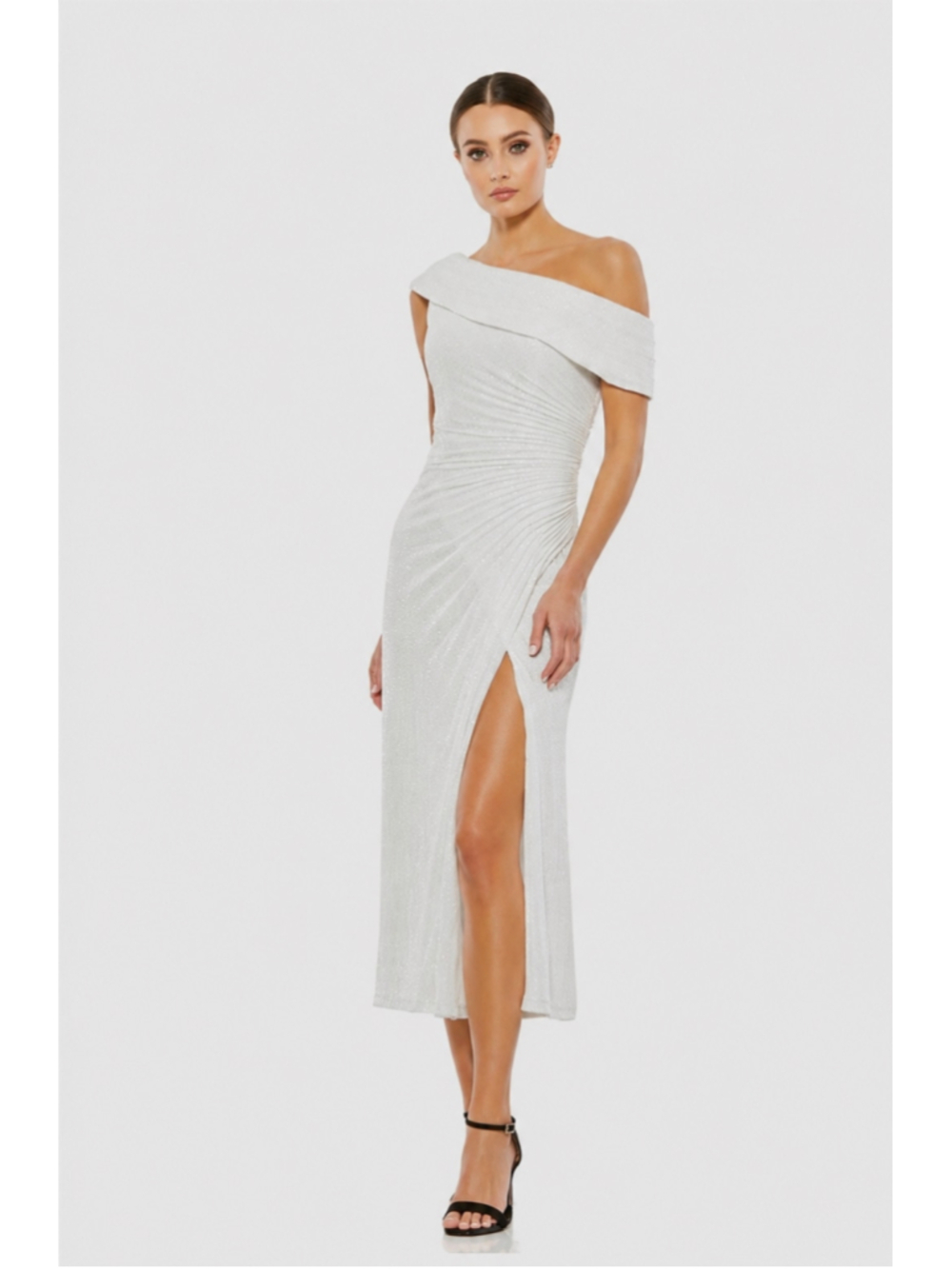 Women's Mac Duggal One Shoulder Sequin Dress White Size 8